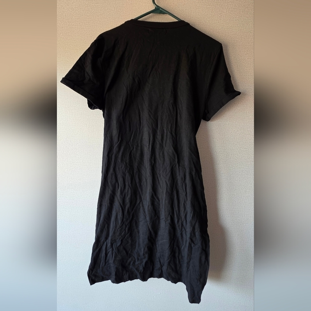Chic Black Ruched Mini Dress - Picture 4 of 5